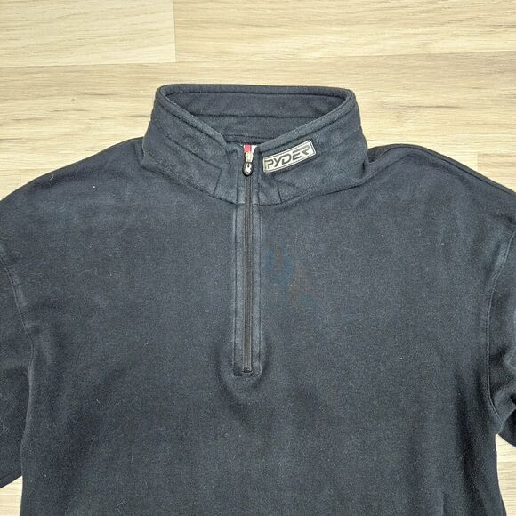 Spyder Mens Black 1/4 Zip Mock Neck Web Shirt Small - Picture 3 of 8